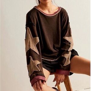 Free People We the Free You’re a Star Long Sleeve Tee in Black Combo